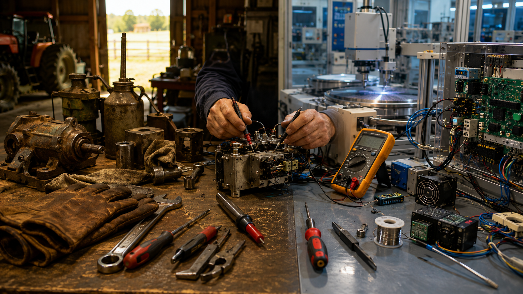 Tools and machinery in a workshop
